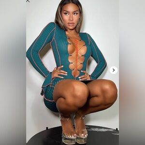 Opposites Attract Mini Dress - Teal